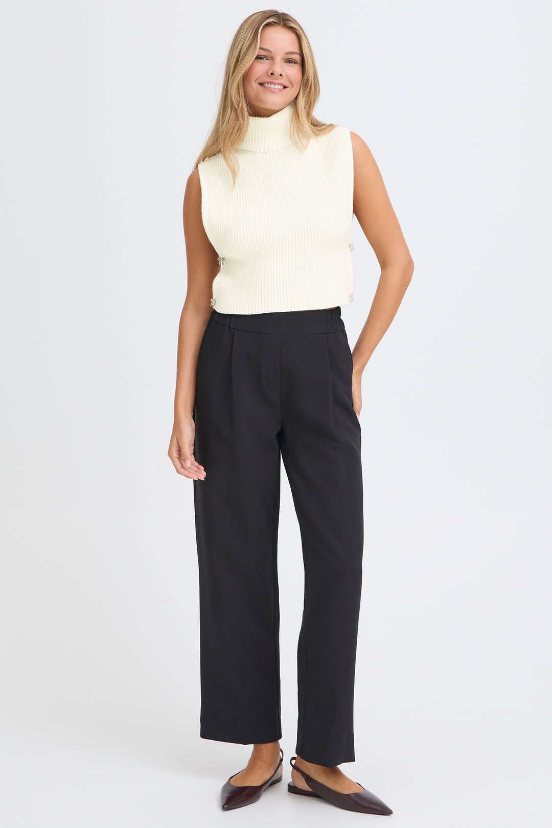 Fransa FRIshal Whisper White Roll Neck Tank Jumper 20617615 110701