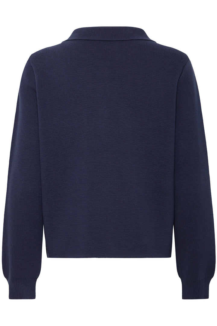 Navy blue sweater on a white background