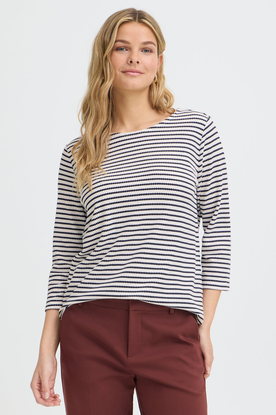 Fransa FRJADE Salute navy stripe top at Shirley Allum