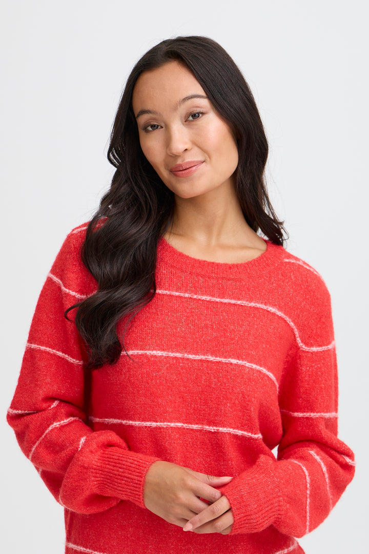 Fransa FRKendra Mars Red Mix Striped Jumper 20615961 205010