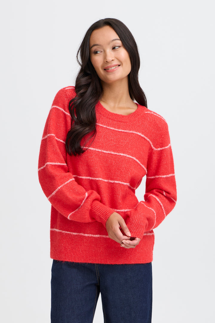Fransa FRKendra Mars Red Mix Striped Jumper 20615961 205010
