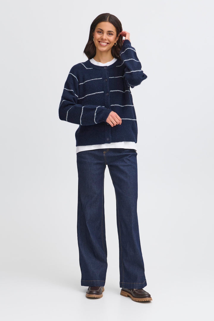 Fransa FRKendra Night Sky Navy Mix Striped Cardigan 20615962 203861