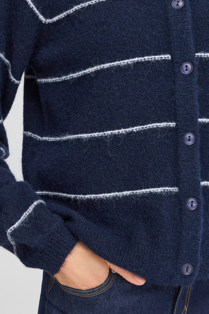 Fransa FRKendra Night Sky Navy Mix Striped Cardigan 20615962 203861