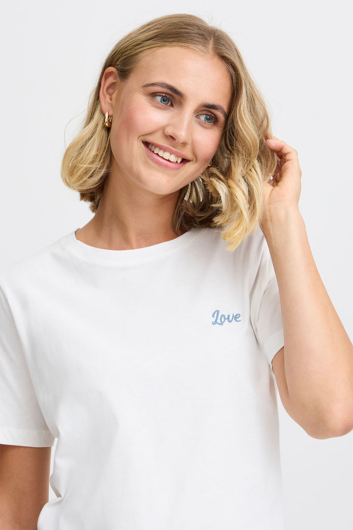 Fransa Frlove T-Shirt Love Logo Blanc De Blanc Off White 20615287 201237 - Shirley Allum Boutique
