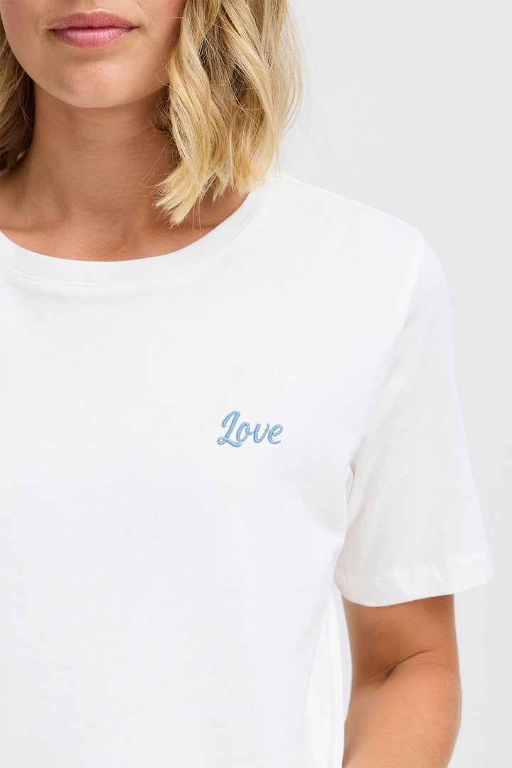 Fransa Frlove T-Shirt Love Logo Blanc De Blanc Off White 20615287 201237 - Shirley Allum Boutique