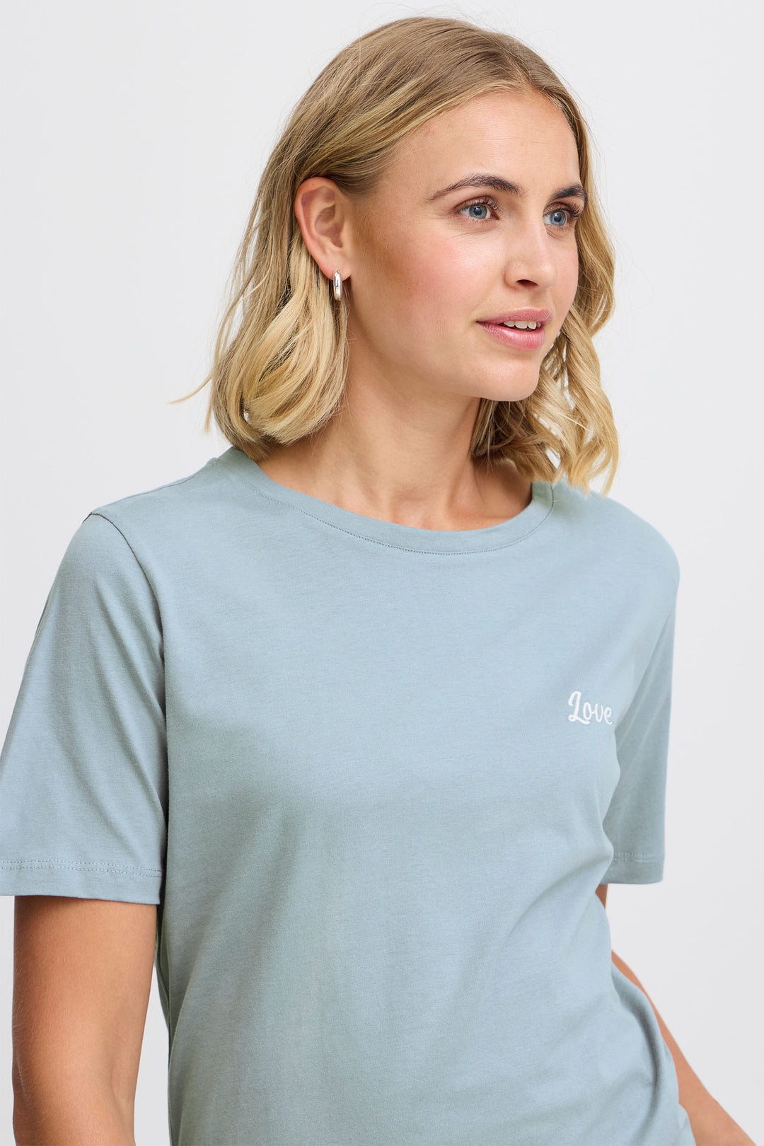 Fransa Frlove T-Shirt Love Logo Citadel Blue 20615287 203529 - Shirley Allum Boutique