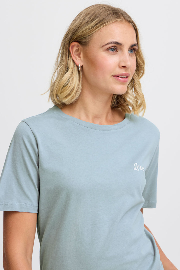 Fransa Frlove T-Shirt Love Logo Citadel Blue 20615287 203529 - Shirley Allum Boutique