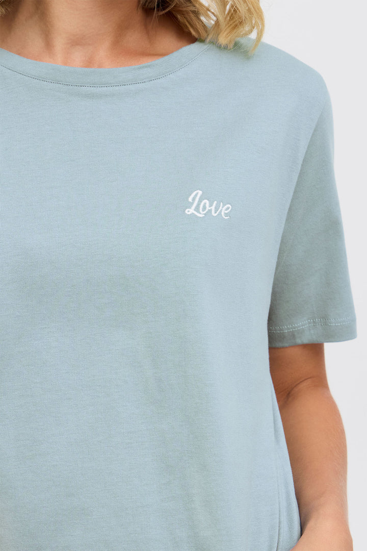Fransa Frlove T-Shirt Love Logo Citadel Blue 20615287 203529 - Shirley Allum Boutique