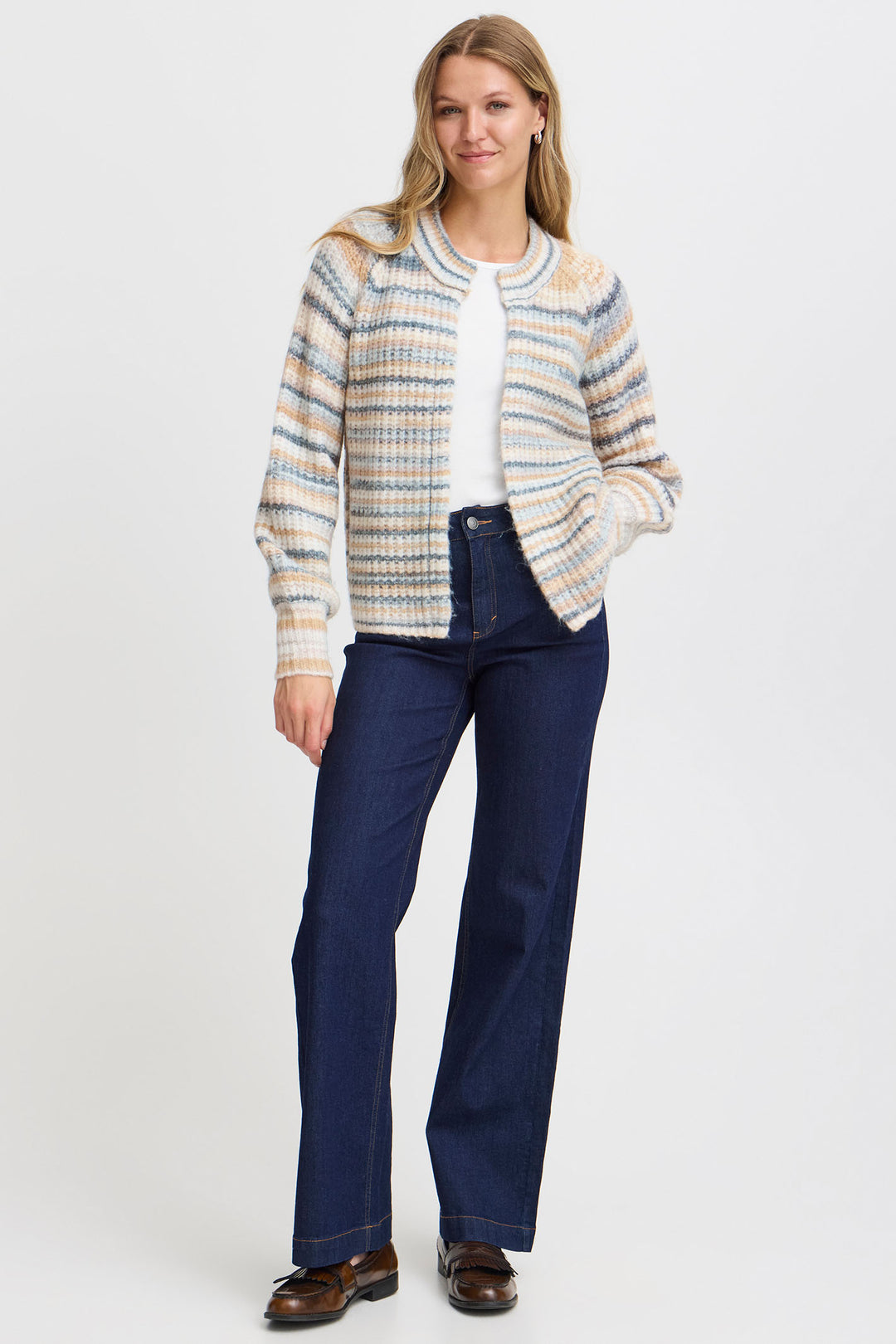 Fransa Frmanny Cardigan Citadel Mix 20615056 203529 - Shirley Allum Boutique