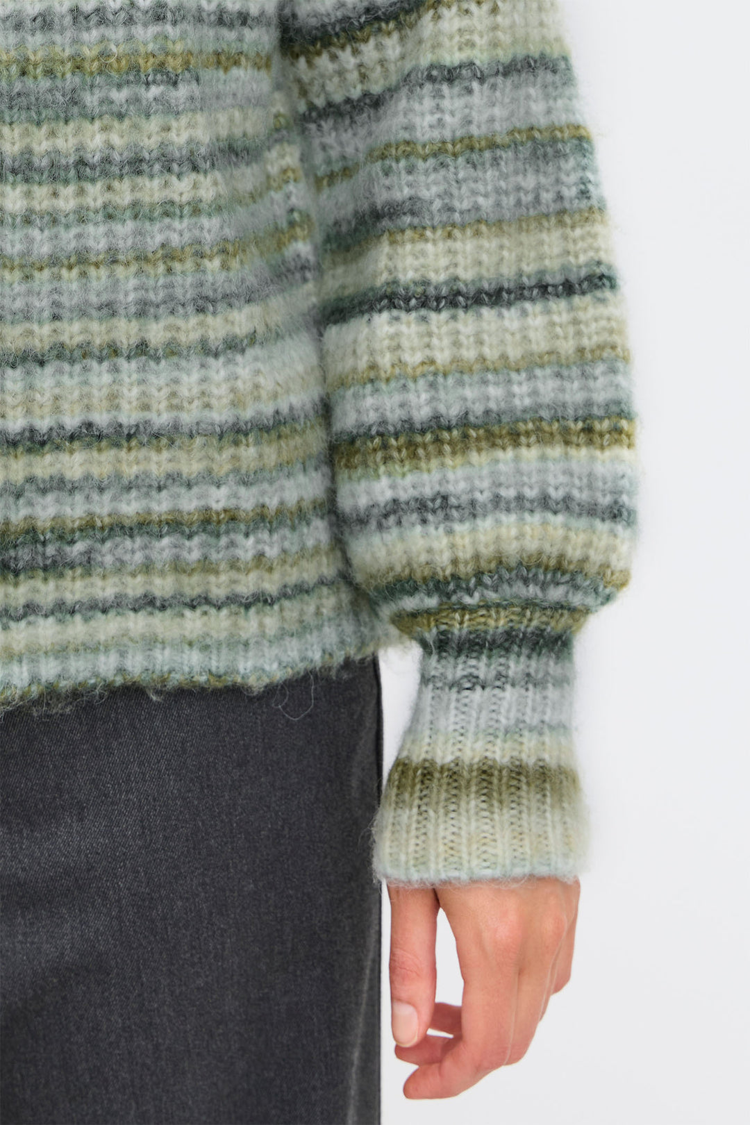 Fransa Frmanny Cardigan Striped Green Laurel Mix 20615056 203526 - Shirley Allum Boutique