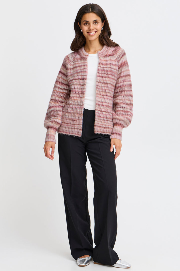 Fransa Frmanny Cardigan Striped Rapture Rose Pink Mix 20615056 203582 - Shirley Allum Boutique