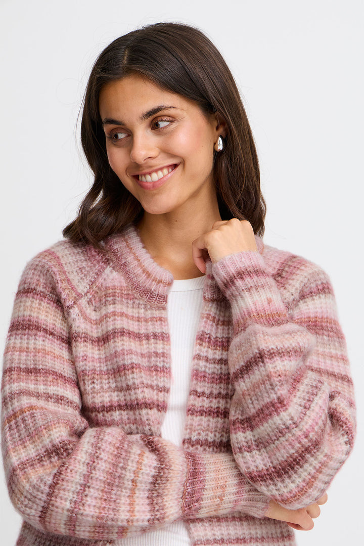 Fransa Frmanny Cardigan Striped Rapture Rose Pink Mix 20615056 203582 - Shirley Allum Boutique