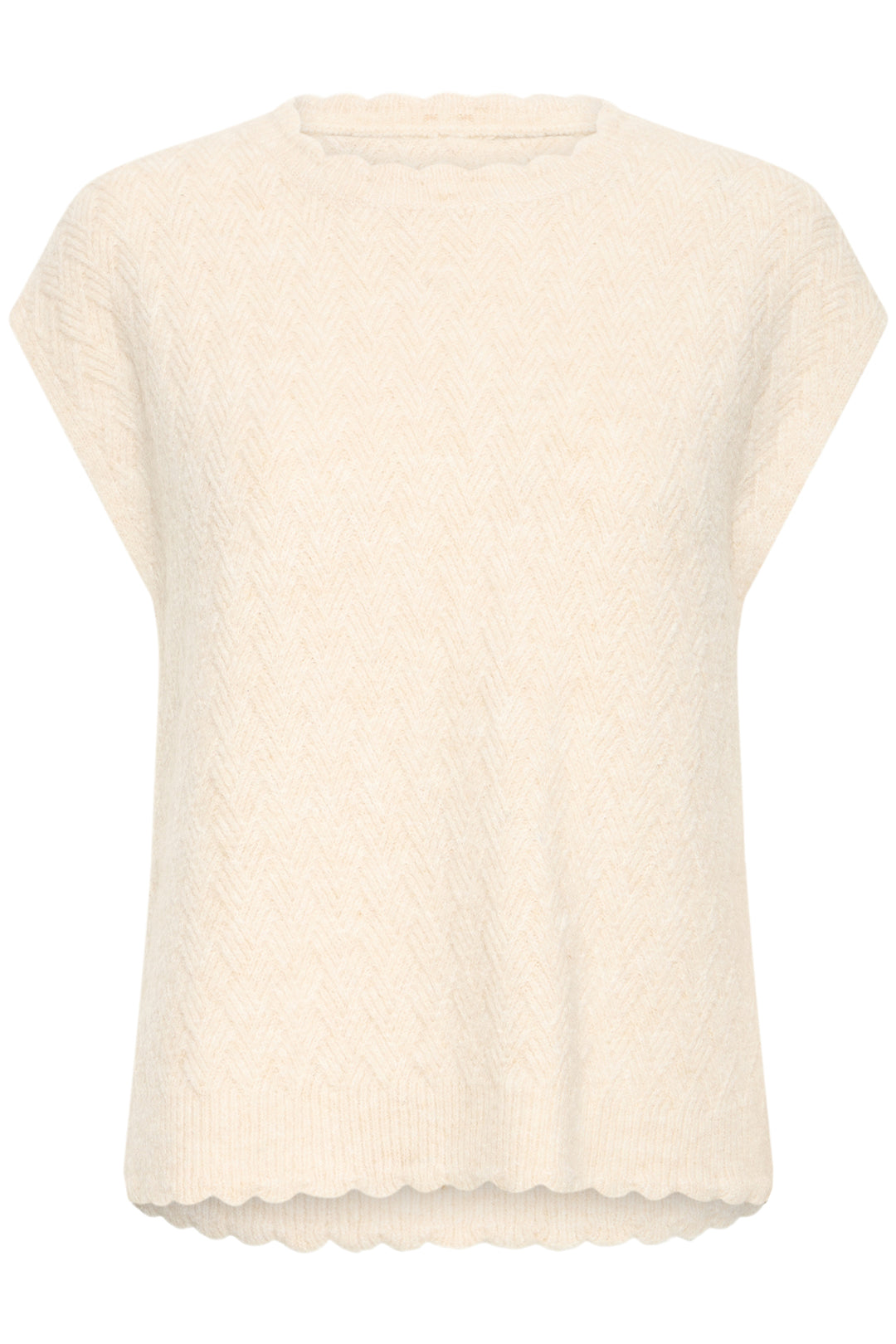 Fransa FRNETTY Oatmeal Melange knit vest at Shirley Allum