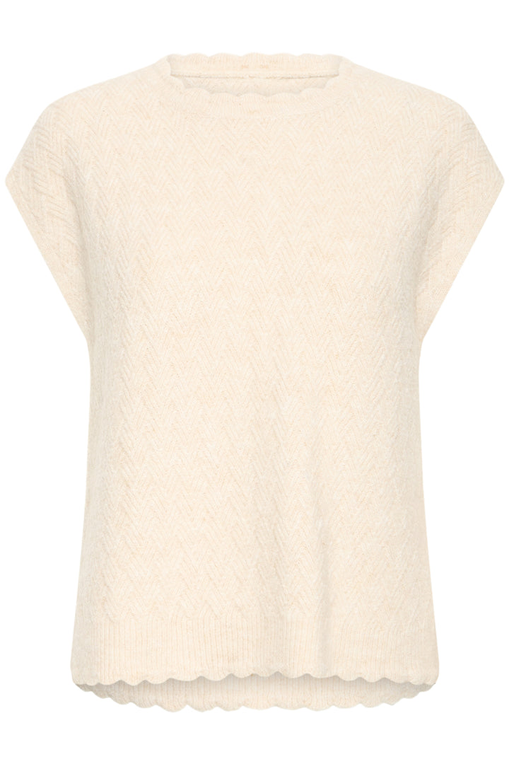 Fransa FRNETTY Oatmeal Melange knit vest at Shirley Allum