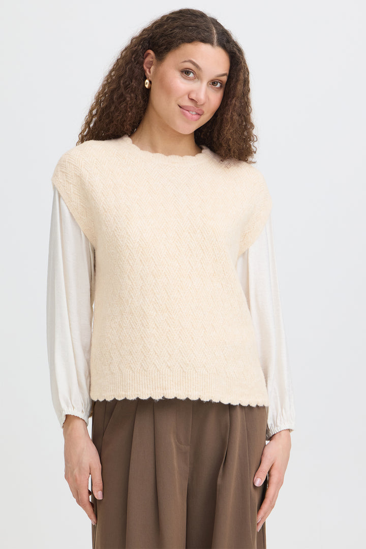 Fransa FRNETTY Oatmeal Cream Melange Vest 1 20618143 1304011
