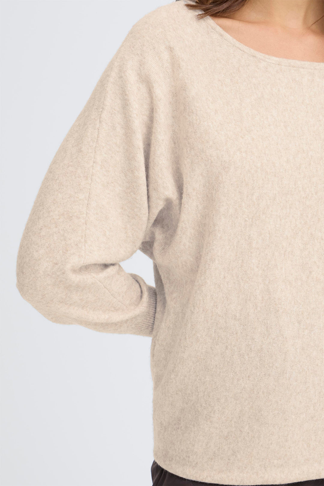 Fransa FRRomina 20617295 1304011 Oatmeal Beige Melange Boat Neck Jumper