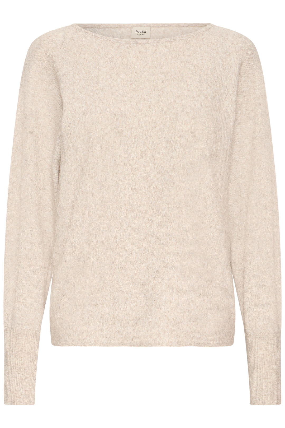 Fransa FRRomina 20617295 1304011 Oatmeal Beige Melange Boat Neck Jumper