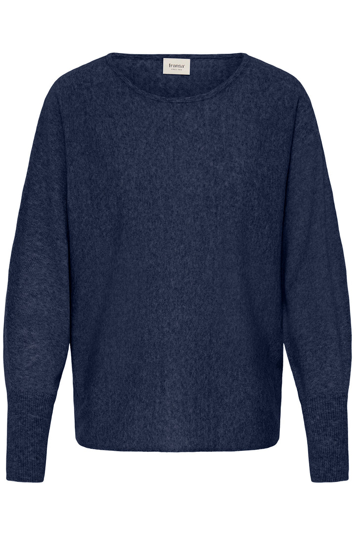 Fransa FRRomina 20617295 1939241 Night Sky Navy Melange Boat Neck Jumper