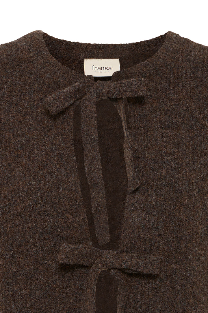 Fransa FRRosanna 20617298 191109 Chocolate Torte Bow Front Cardigan