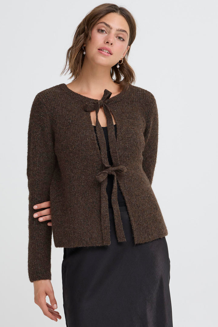 Fransa FRRosanna 20617298 191109 Chocolate Torte Bow Front Cardigan