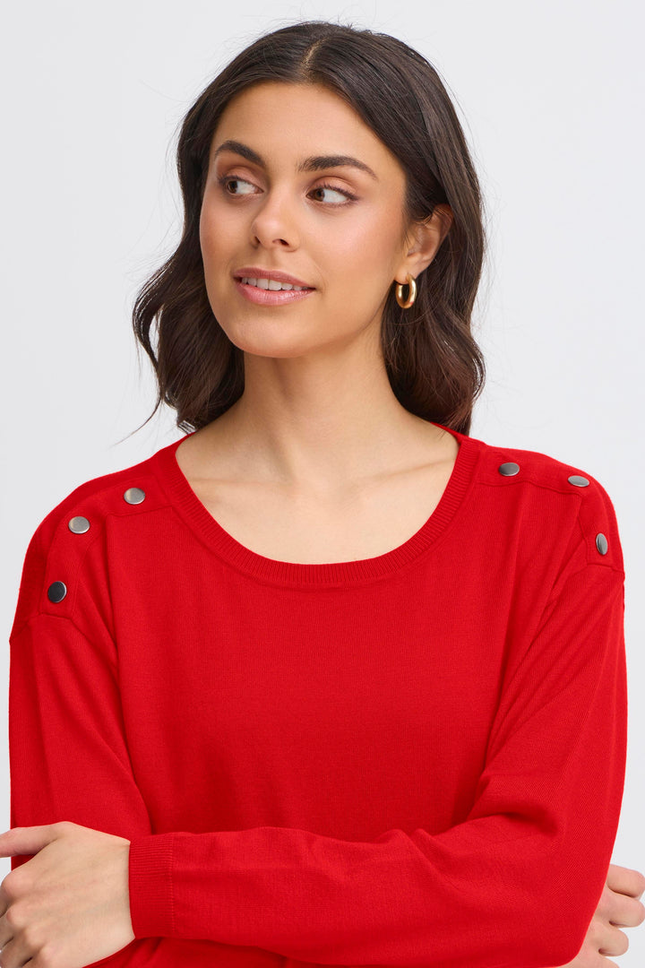 Fransa FRZubasic Mars Red Boat Neck Stud Shoulder Jumper 20614325 181655