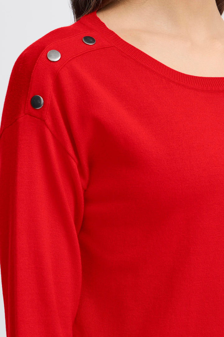 Fransa FRZubasic Mars Red Boat Neck Stud Shoulder Jumper 20614325 181655