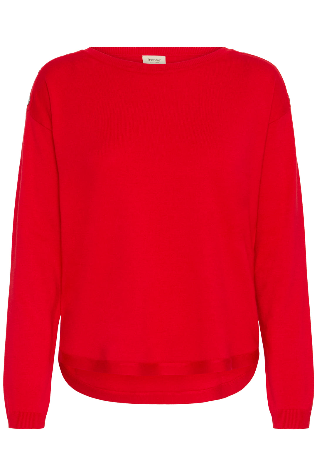 Fransa FRZubasic Mars Red Boat Neck Stud Shoulder Jumper 20614325 181655