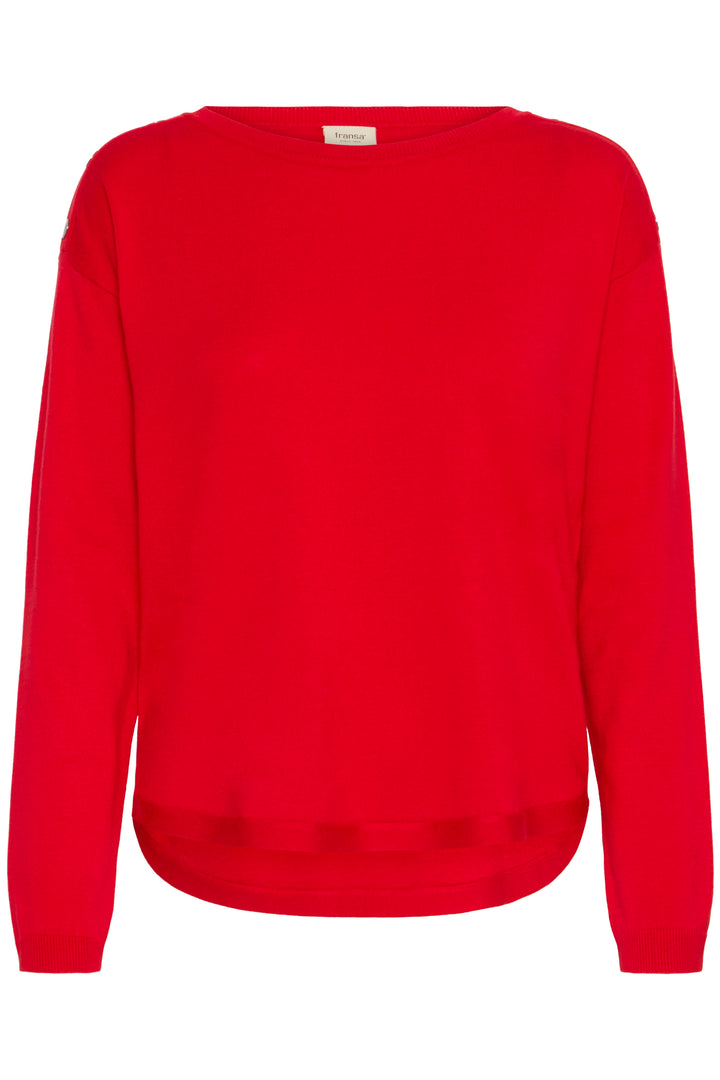 Fransa FRZubasic Mars Red Boat Neck Stud Shoulder Jumper 20614325 181655