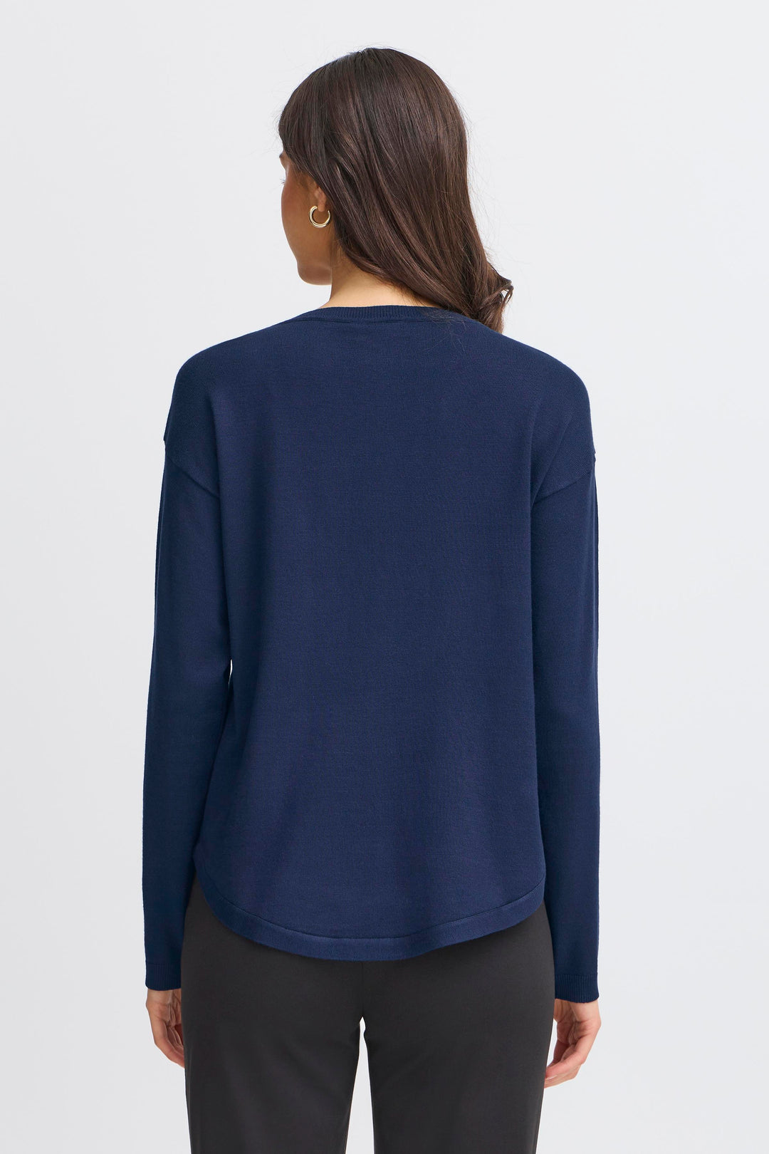Fransa FRZubasic Navy Blazer Boat Neck Stud Shoulder Jumper 20614325 193923