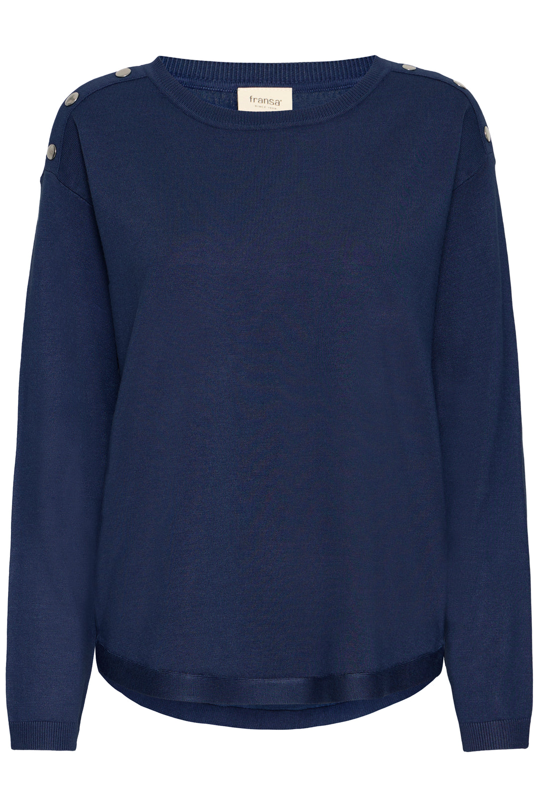 Fransa FRZubasic Navy Blazer Boat Neck Stud Shoulder Jumper 20614325 193923