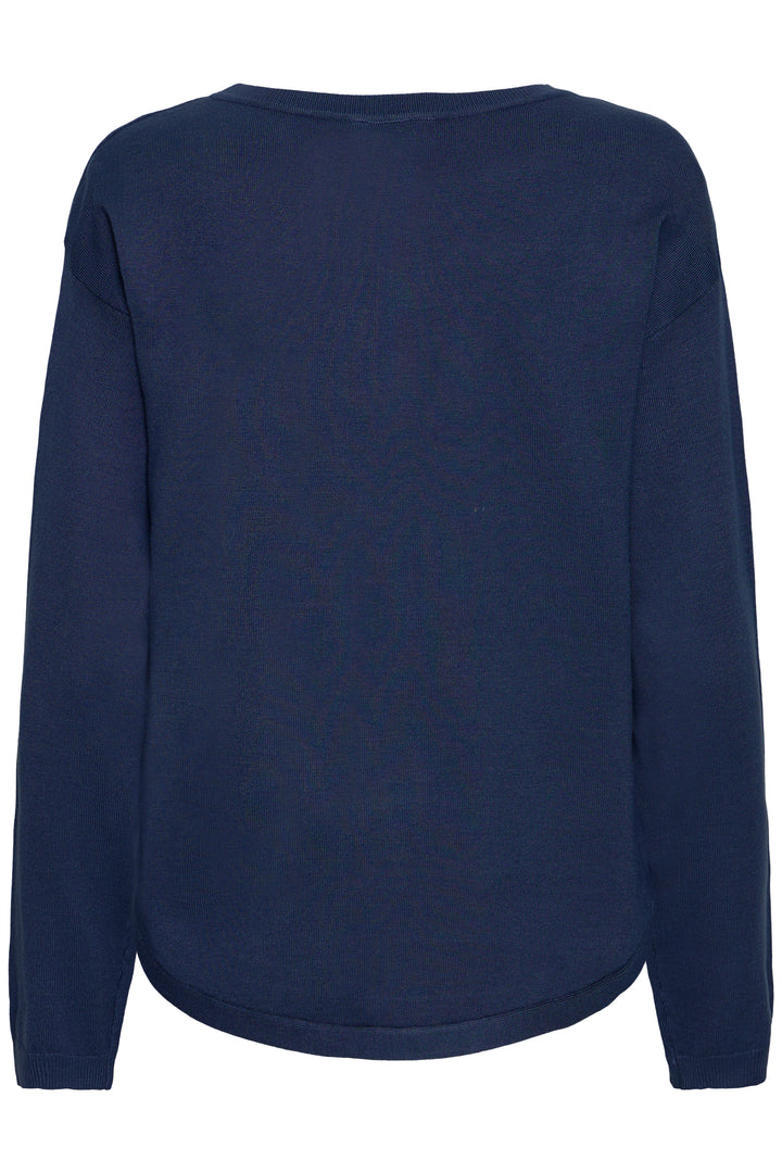 Fransa FRZubasic Navy Blazer Boat Neck Stud Shoulder Jumper 20614325 193923