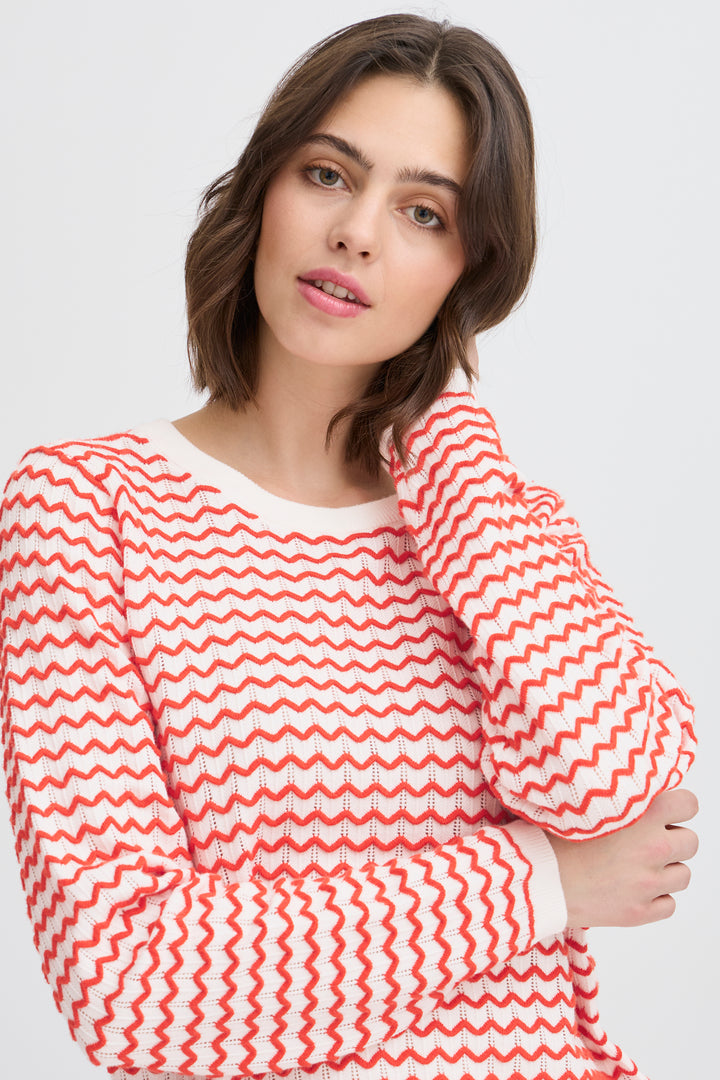 Fransa Jumper FRluma 2 Red Poinsettia Mix 20615582 164515 - Shirley Allum Boutique