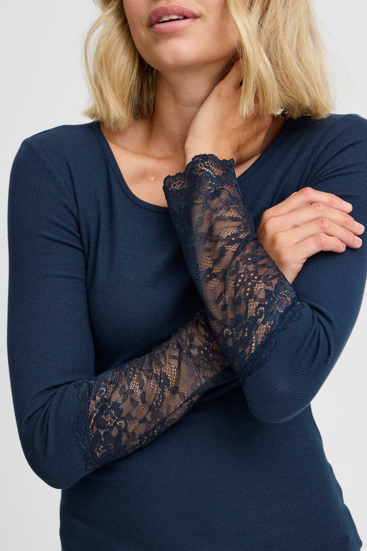 Fransa T-Shirt FRhizamond 19 Dark Peacoat 20613313 194010 - Shirley Allum Boutique