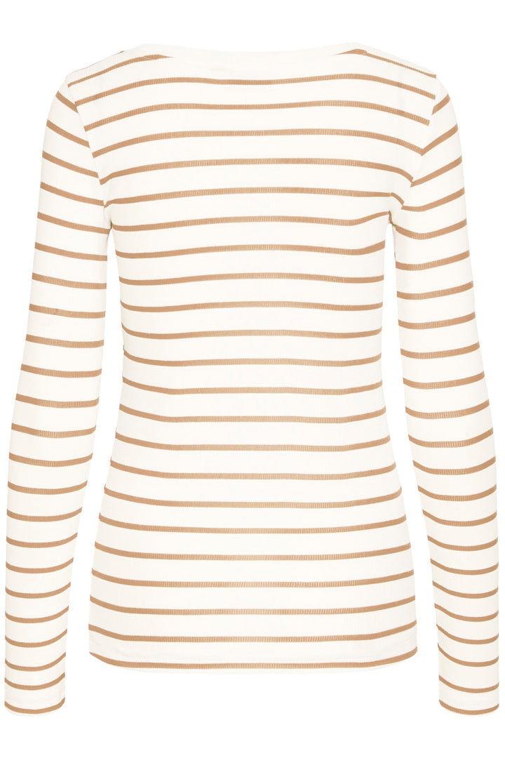 Fransa T-Shirt FRhizamond 33 Striped Cornstalk Mix 20615551 204021 - Shirley Allum Boutique