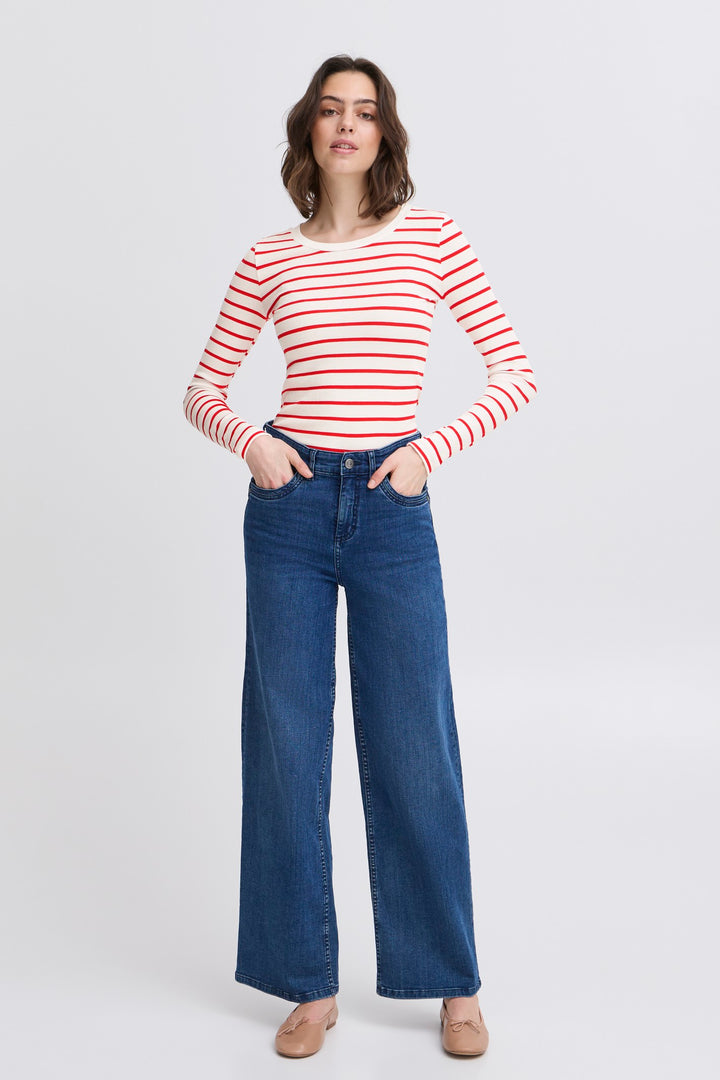 Fransa T-Shirt FRhizamond 33 Striped Poinsettia Mix 20615551 201203 - Shirley Allum Boutique