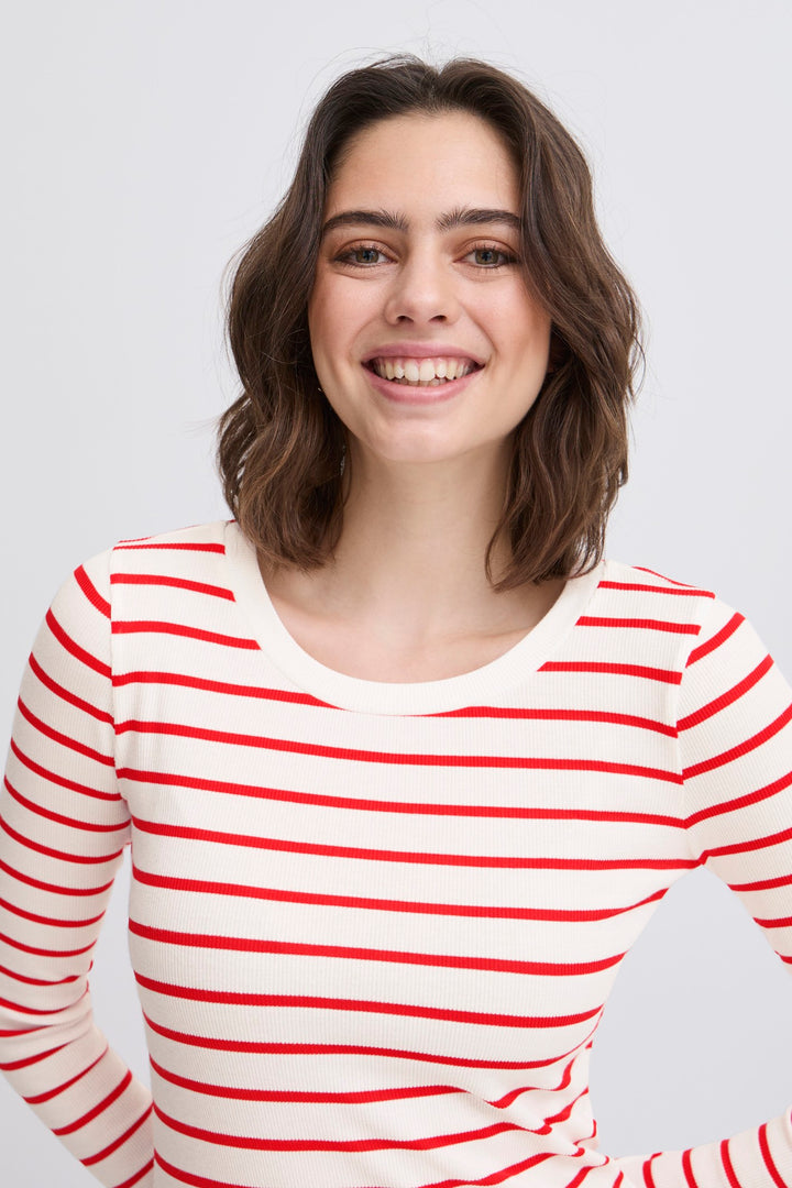 Fransa T-Shirt FRhizamond 33 Striped Poinsettia Mix 20615551 201203 - Shirley Allum Boutique