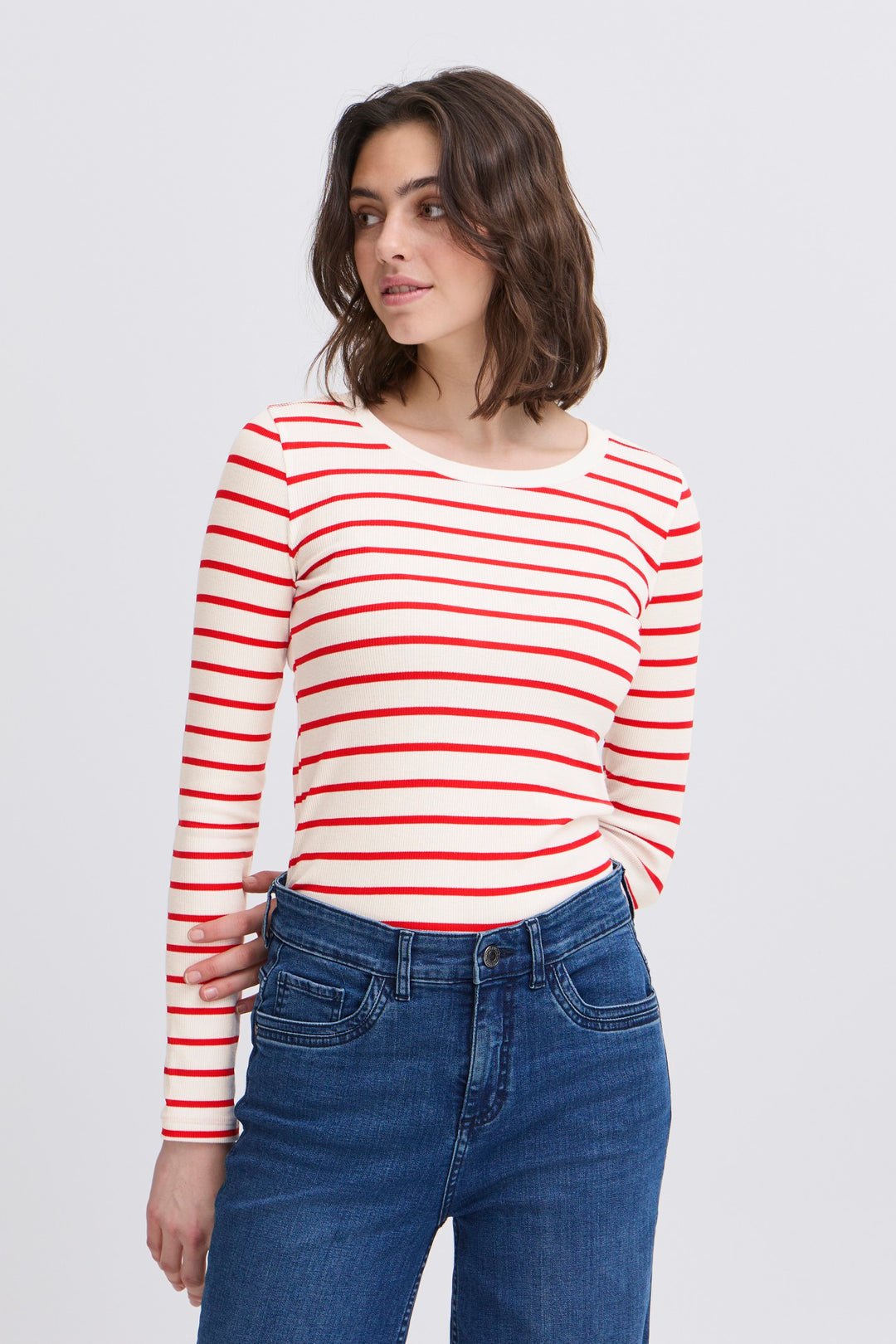 Fransa T-Shirt FRhizamond 33 Striped Poinsettia Mix 20615551 201203 - Shirley Allum Boutique