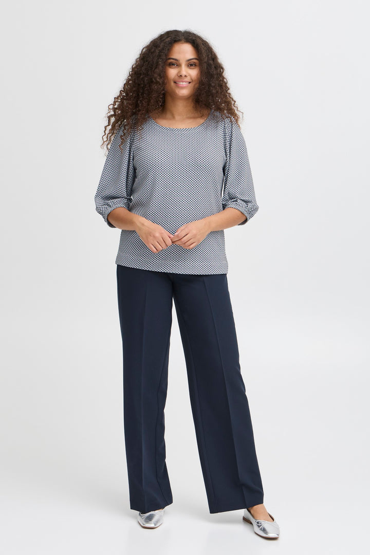 Fransa Top FRnia 1 Navy Blazer Mix 20615577 200119 - Shirley Allum Boutique
