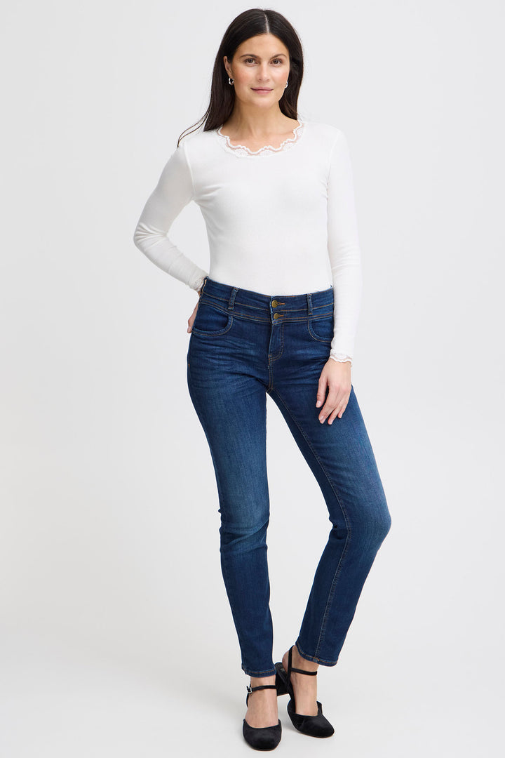 Franza Frhizamond T-Shirt Long Sleeve Antique White 20607461 60010 - Shirley Allum Boutique