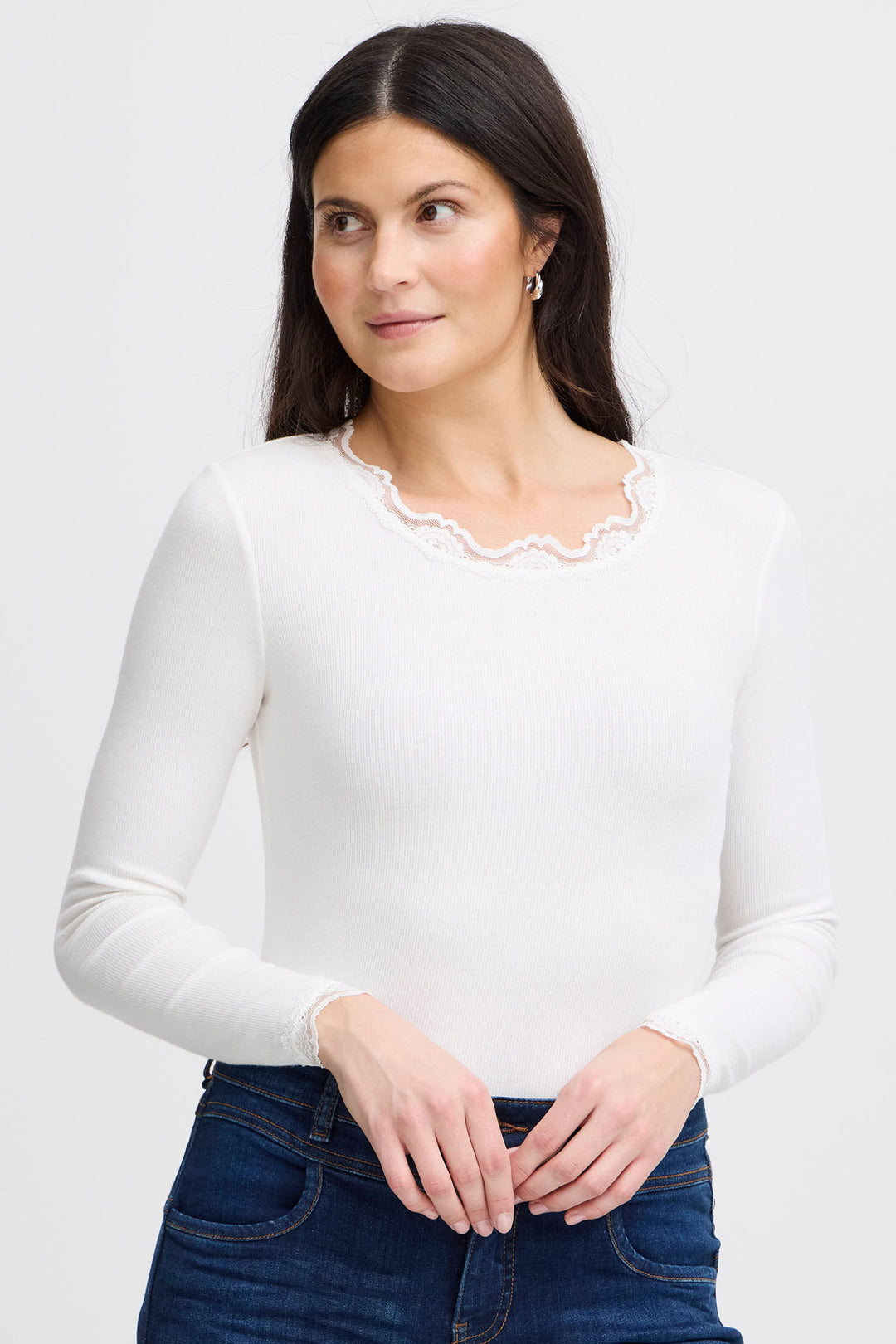 Franza Frhizamond T-Shirt Long Sleeve Antique White 20607461 60010 - Shirley Allum Boutique