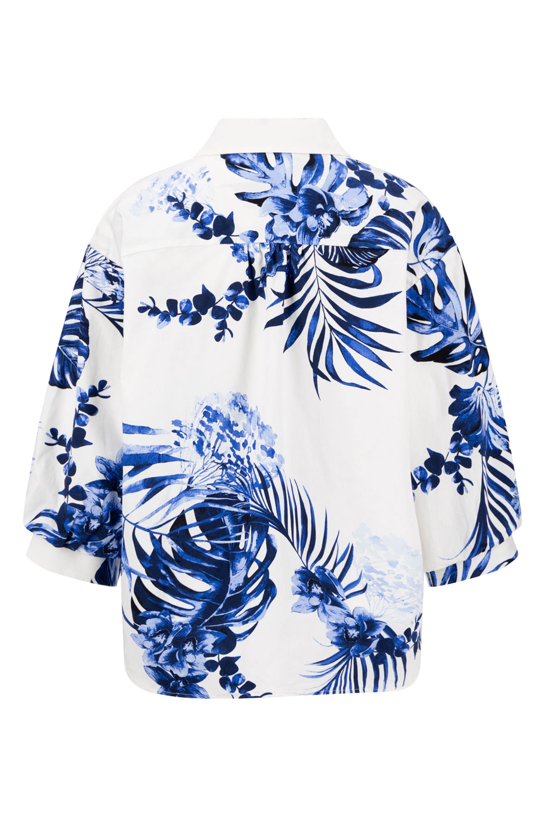 Fynch Hatton tropics print puff sleeve blouse in milk white at Shirley Allum