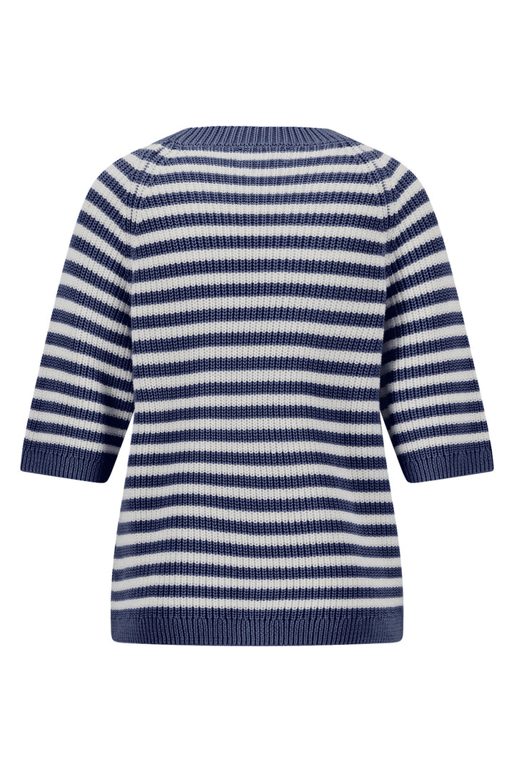 Fynch Hatton Breton stripe jumper in galaxy blue at Shirley Allum