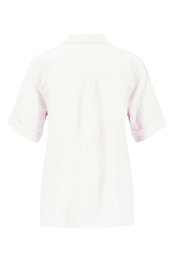 Fynch Hatton linen melange blouse in milk white at Shirley Allum