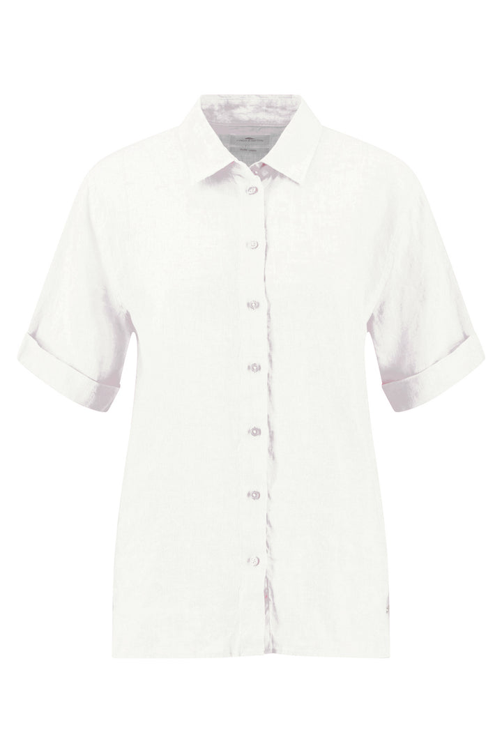 Fynch Hatton linen melange blouse in milk white at Shirley Allum