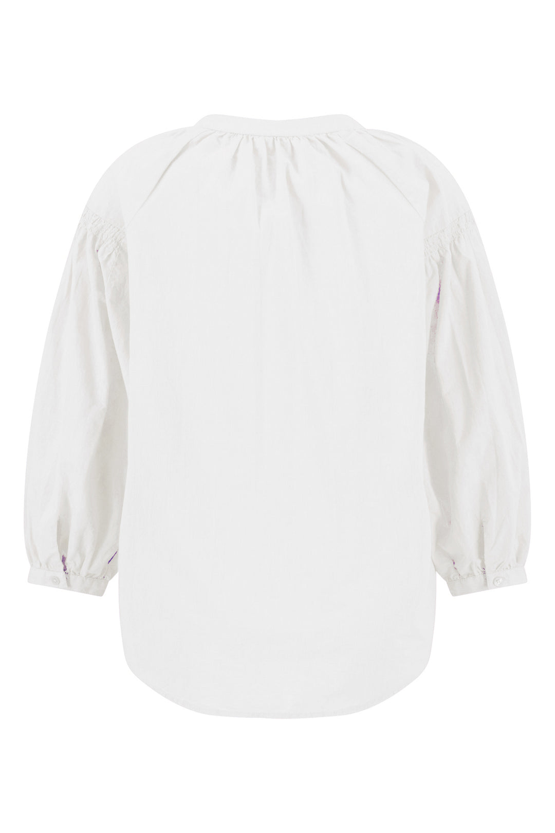 Fynch Hatton ruffle chambray blouse in milk white at Shirley Allum