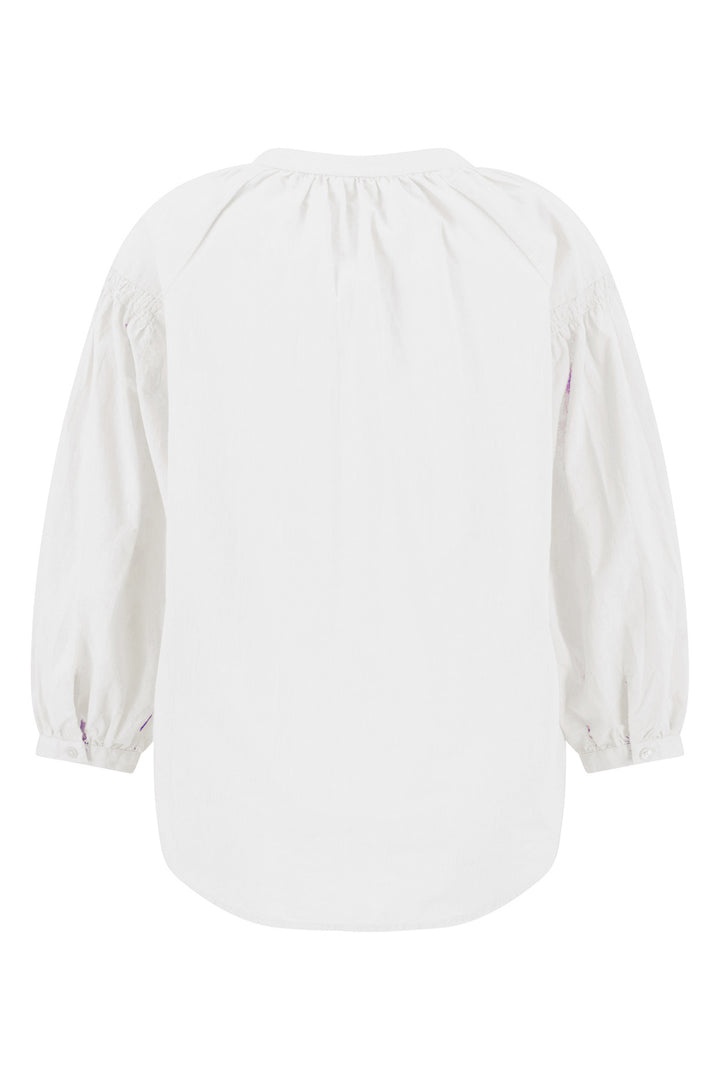 Fynch Hatton ruffle chambray blouse in milk white at Shirley Allum