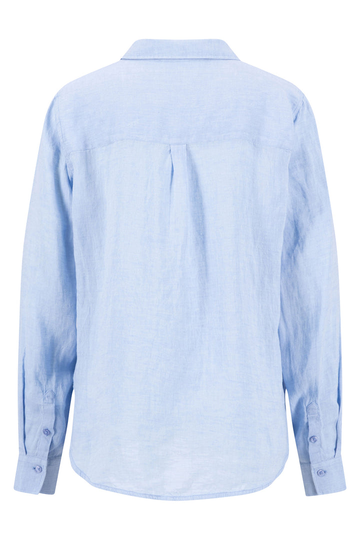 Fynch Hatton melange linen shirt in cornflower blue at Shirley Allum