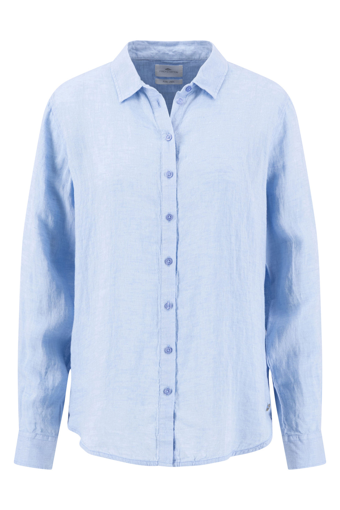 Fynch Hatton melange linen shirt in cornflower blue at Shirley Allum