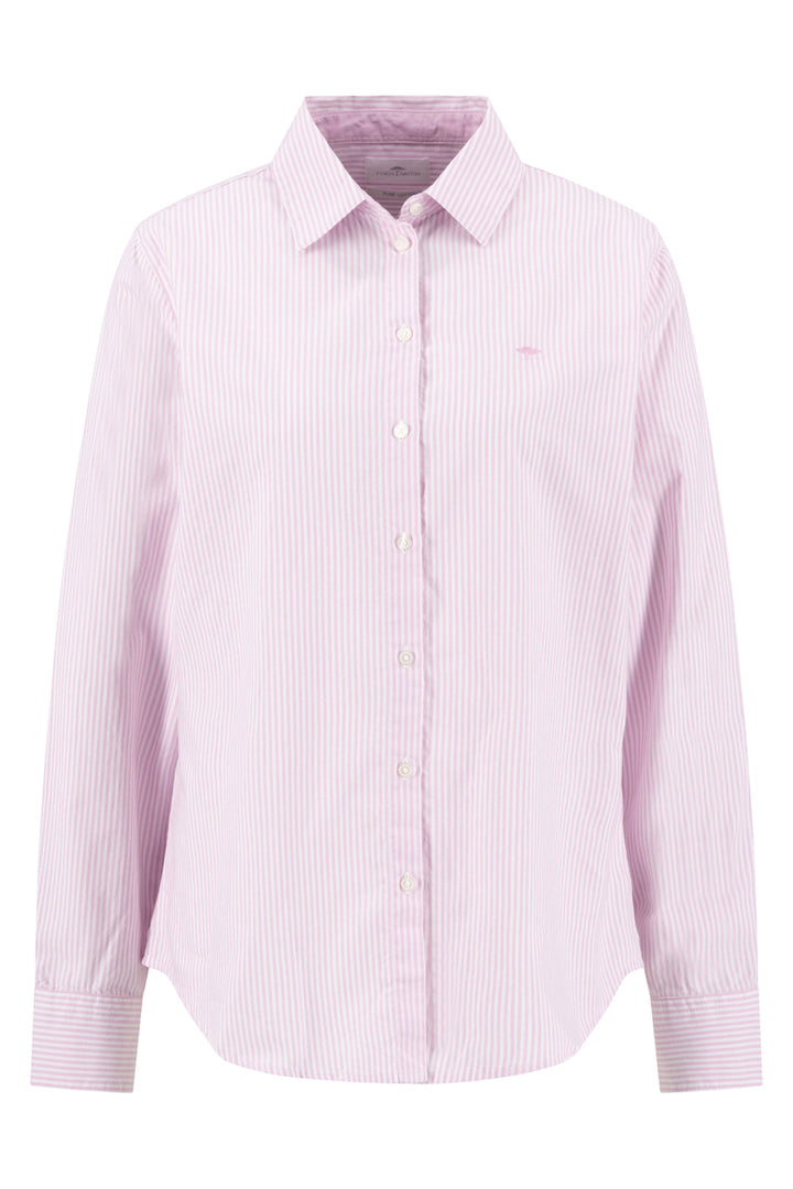 Fynch Hatton stripe oxford shirt in sorbet rose pink at Shirley Allum