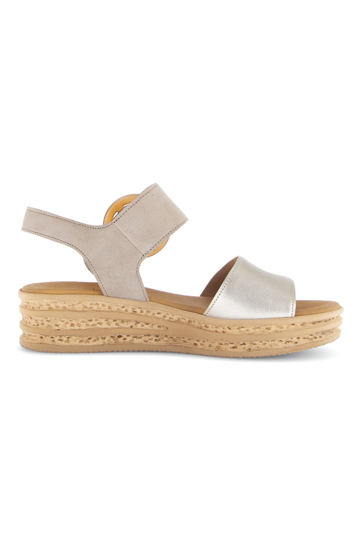 Gabor Andre Gold Leather Suede Wedge Sandals 84.550.62